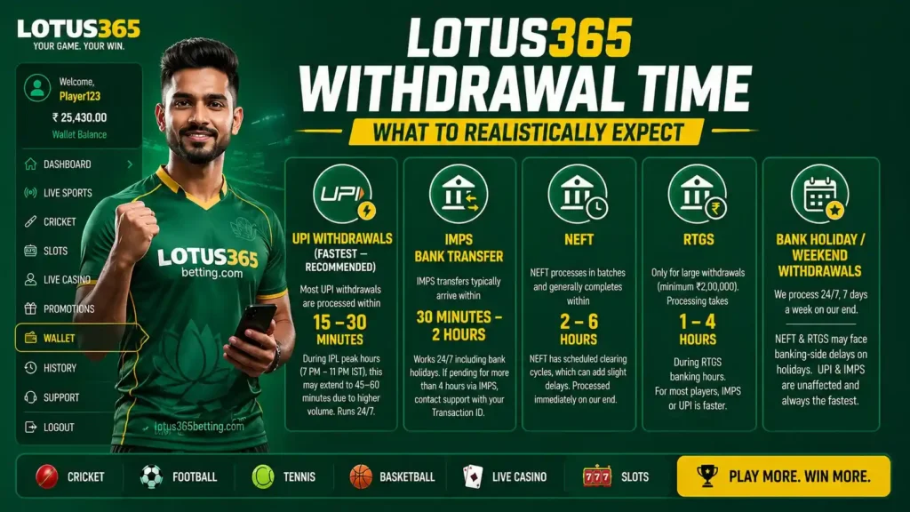 Lotus365 Withdrawal Time